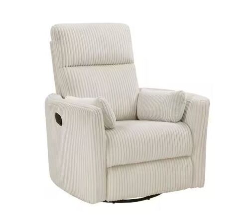 Lazzara Turbo Beige Corduroy Fabric Manual Swivel Glider Recliner - Lot 15JF