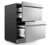 Nipus 23.4 in. 230 Plus Cans Dual Zone Beverage Refrigerator with 2-Drawers in Silver Stainless Steel Built-in Beverage Cooler - Thumbnail 1