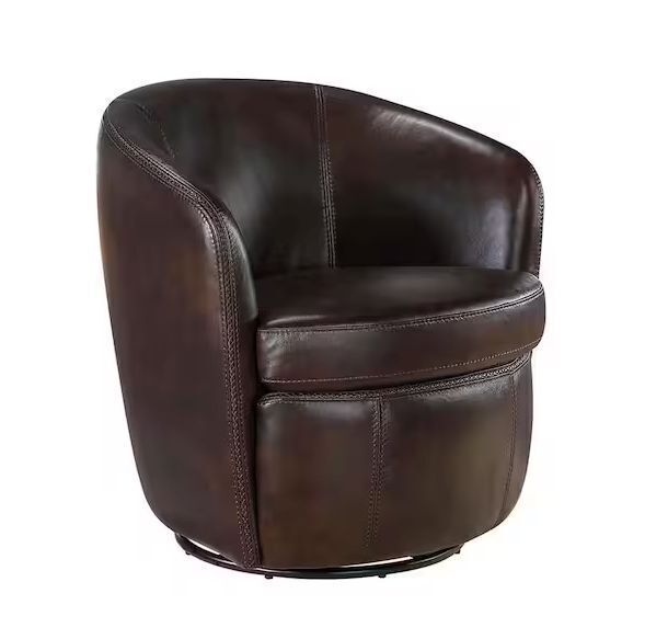 Lazzara Genevieve Bronze Leather Upholstery Swivel Arm Chair - Image 1 - Lot 20JF