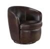 Lazzara Genevieve Bronze Leather Upholstery Swivel Arm Chair - Thumbnail 1