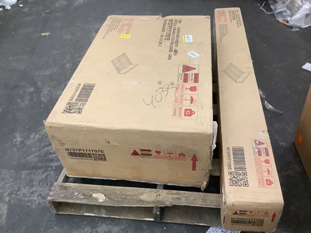 Harper & Bright Designs Gray Wood Frame Queen Size Velvet Upholstered Platform Bed - Image 5 - Lot 23JF