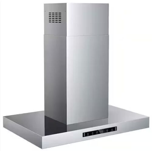 VIKIO PRO 36 in. 600 CFM Ducted Island Range Hood with 4-LED light and Gesture/Touch Control, Removable baffle in Stainless Steel - Lot 46JF