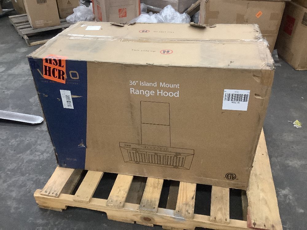 VIKIO PRO 36 in. 600 CFM Ducted Island Range Hood with 4-LED light and Gesture/Touch Control, Removable baffle in Stainless Steel - Image 2 - Lot 46JF