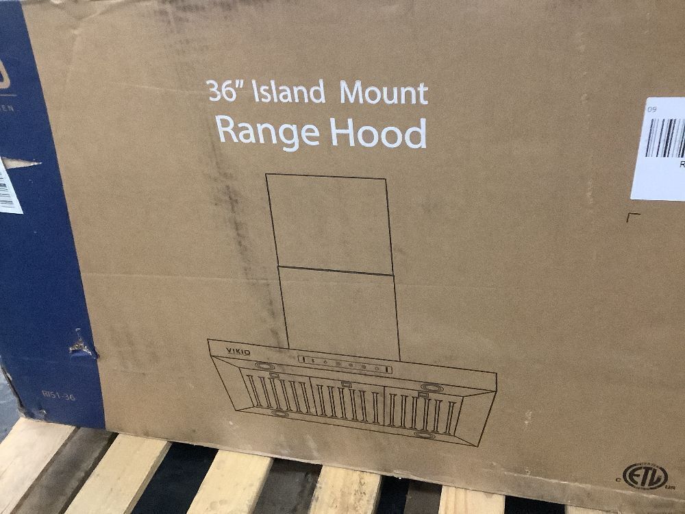 VIKIO PRO 36 in. 600 CFM Ducted Island Range Hood with 4-LED light and Gesture/Touch Control, Removable baffle in Stainless Steel - Image 3 - Lot 46JF