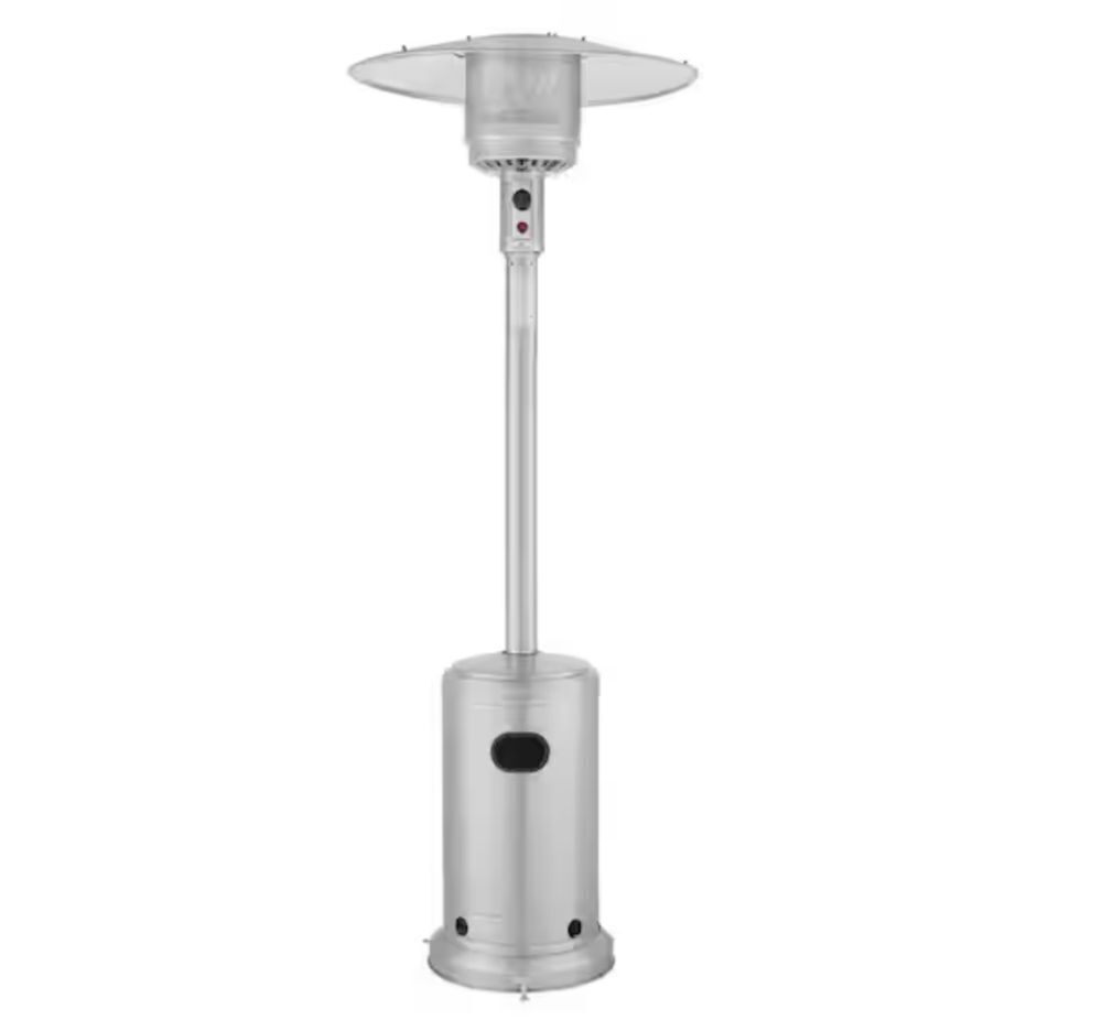 Hampton Bay 48000 BTU Stainless Steel Propane Standing Patio Heater with Wheels - Image 1 - Lot 47JF