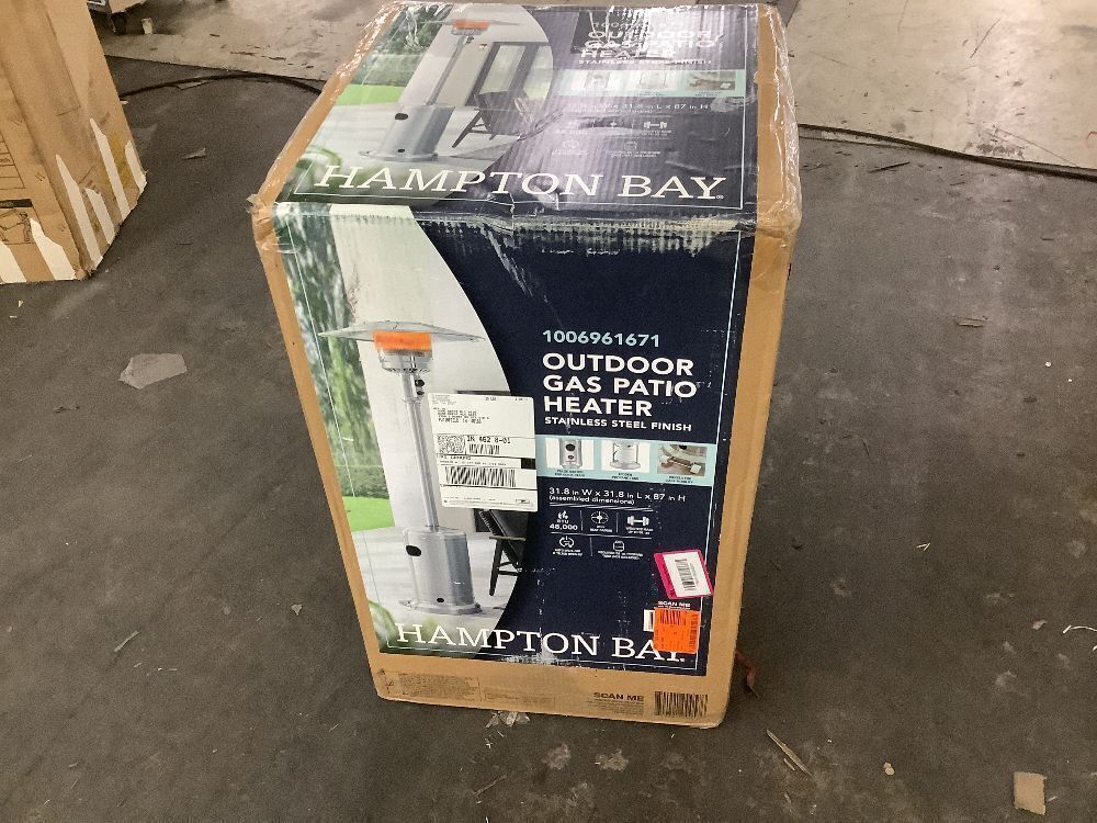 Hampton Bay 48000 BTU Stainless Steel Propane Standing Patio Heater with Wheels - Image 2 - Lot 47JF