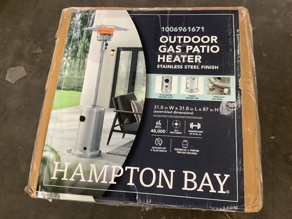 Hampton Bay 48000 BTU Stainless Steel Propane Standing Patio Heater with Wheels - Image 3 - Lot 47JF