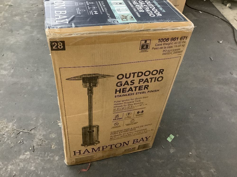 Hampton Bay 48000 BTU Stainless Steel Propane Standing Patio Heater with Wheels - Image 4 - Lot 47JF