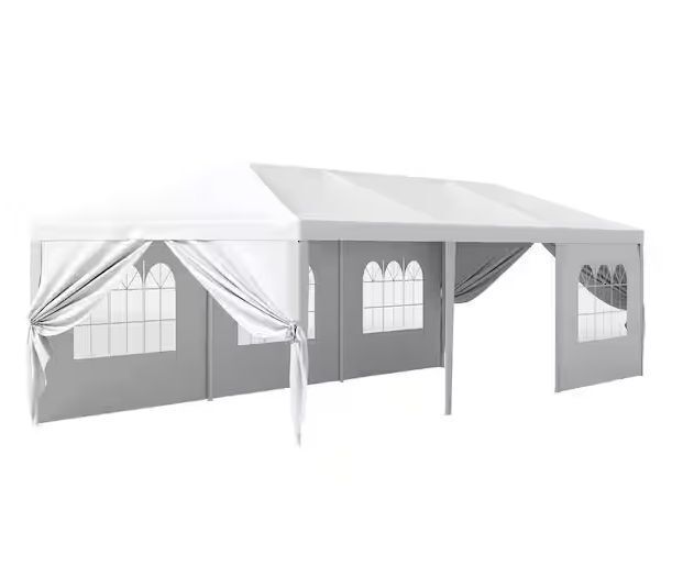 10 ft. x 30 ft. White Party Wedding Tent Canopy with 8 Removable Sidewalls - Image 1 - Lot 45JF