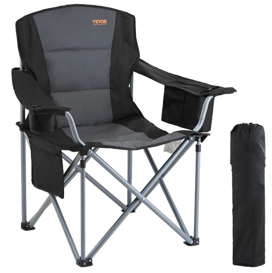 VEVOR Camping Folding Chair with Side Pockets, Cup Holder and Cooler Bag - Image 1 - Lot 161