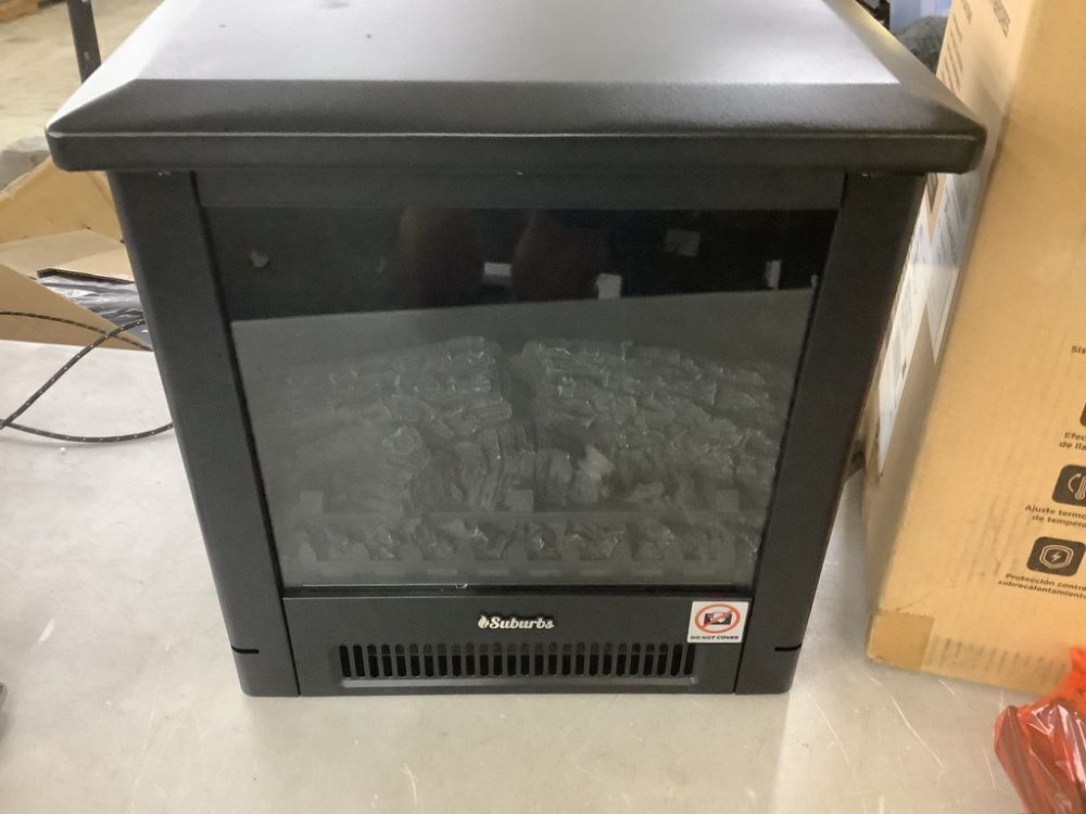 TURBRO Suburbs 18in. Freestanding Electric Quartz Fireplace, Realistic Dancing Flame Effect and Thermostat, Black - Image 3 - Lot 162JF