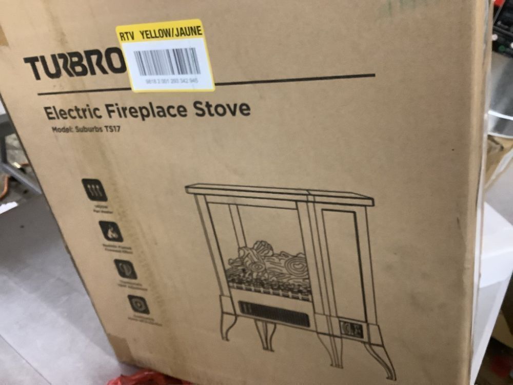 TURBRO Suburbs 18in. Freestanding Electric Quartz Fireplace, Realistic Dancing Flame Effect and Thermostat, Black - Image 5 - Lot 162JF