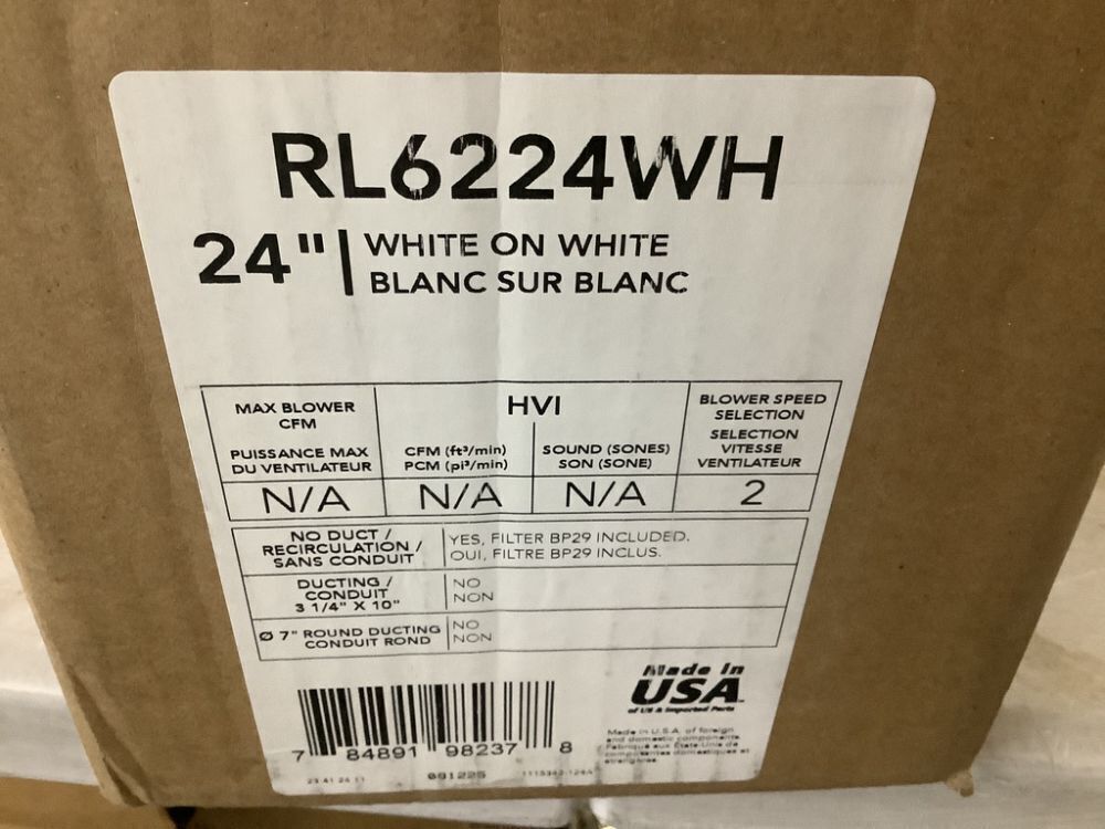 Broan-NuTone RL6200 Series 24 in. Ductless Under Cabinet Range Hood with Light in White - Image 4 - Lot 662JF