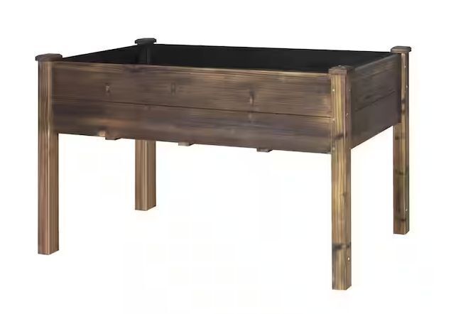 VEIKOUS 48 in. L x 24 in. W x 30 in. H Carbonized Wooden Raised Garden Bed with Liner - Image 1 - Lot 675JF