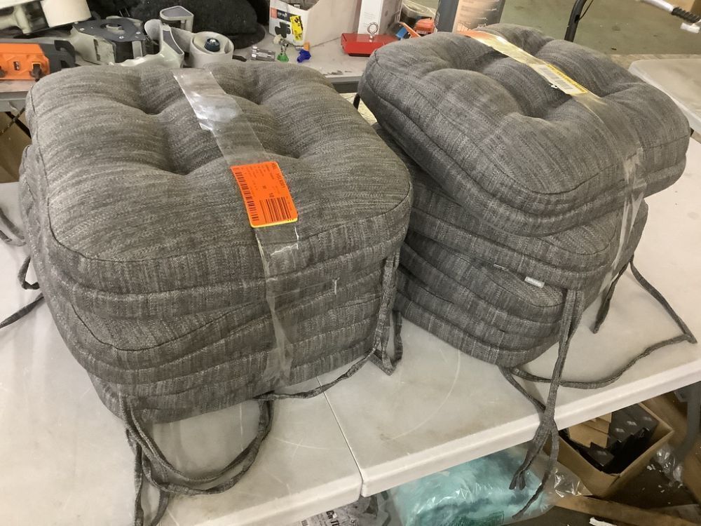 Angel Sar 16 in. x 16 in. x 3.5 in. Square Outdoor Non-Slip Memory Foam Seat Cushions with Ties, 8 pc - Image 1 - Lot 570JF