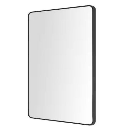 StyleWell Medium Modern Rectangular Black Framed Mirror with Rounded Corners, 22 in. W x 32 in. H - Lot 671JF