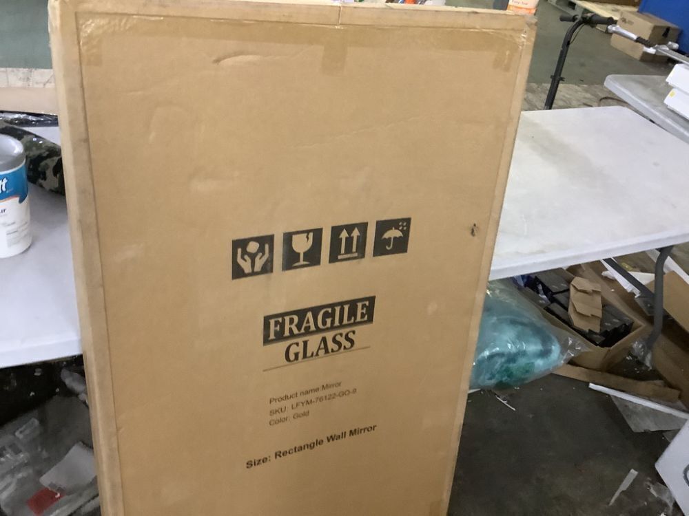 LuxHomez 30 in. W x 48 in. H Gold Rectangle Wall Mirror Aluminum Alloy Frame - Image 2 - Lot 672JF