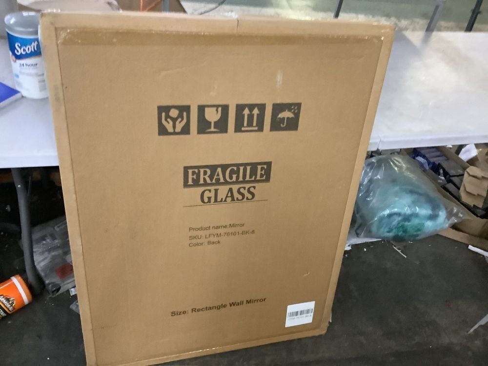 LuxHomez 30 in. W x 40. 2 in. H Rectangular Aluminum Frame Square Black Wall Mirror - Image 2 - Lot 673JF