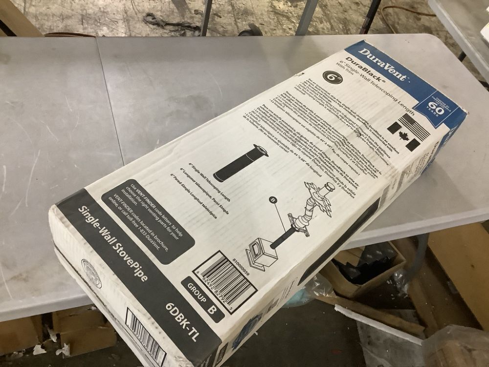DuraVent DuraBlack Stove Pipe 6in. Diameter X 44 to 68in. Telescoping Length w/ Trim - Image 2 - Lot 169JF