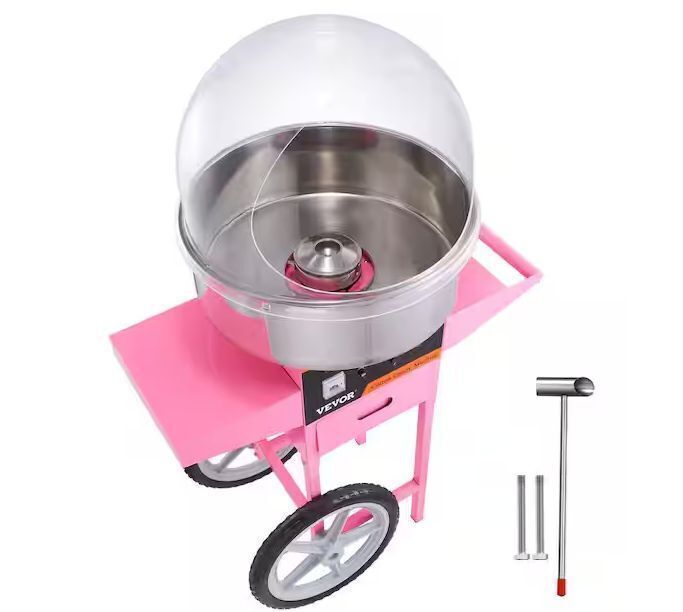 VEVOR Electric Cotton Candy Machine Cart with Bubble Cover Shield, 1000-Watt - Image 1 - Lot 24JF