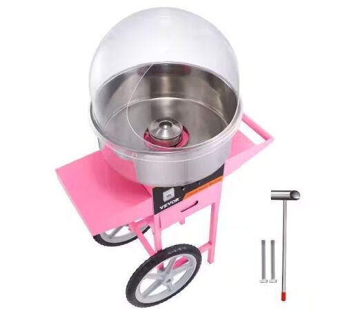 VEVOR Electric Cotton Candy Machine Cart with Bubble Cover Shield, 1000-Watt - Lot 24JF
