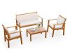 Tozey Chillrest 4-Piece Acacia Wood Patio Conversation Set with Cream Cushion - Thumbnail 1