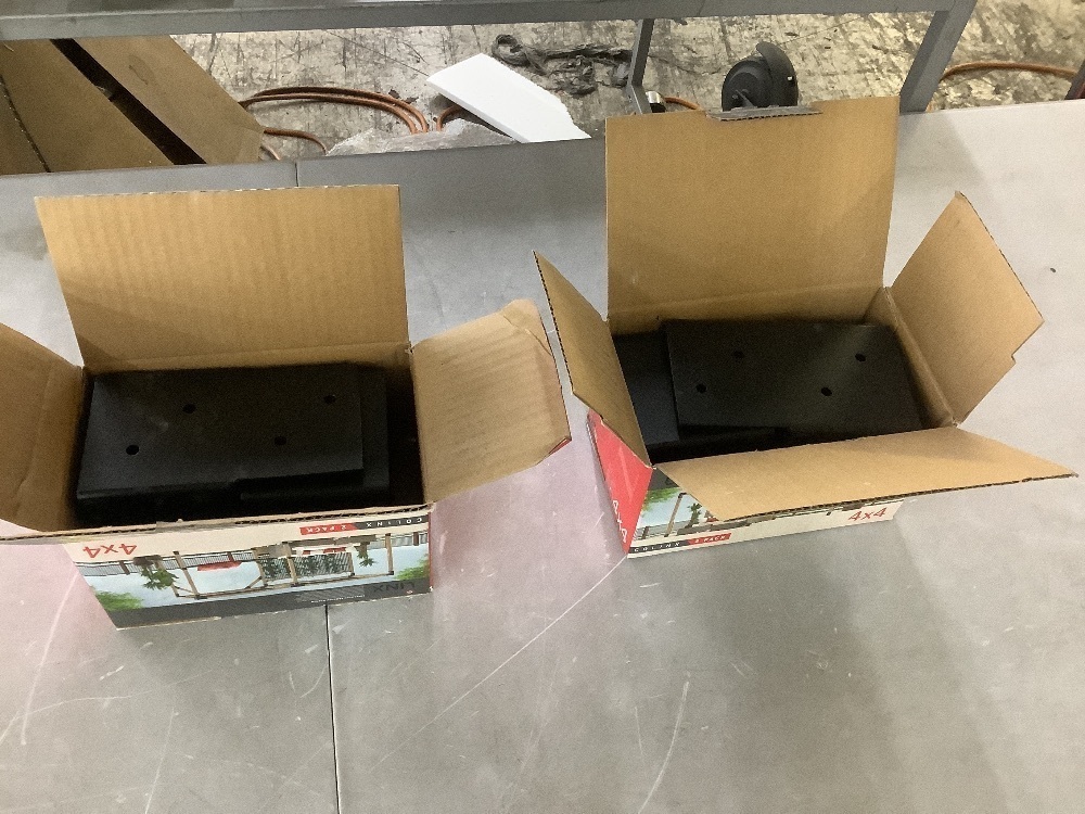 Lot of (2) 2-Packs of LINX 4 in. CoLinx Black Steel Post Wall and Railing Bracket Pergola for 4x4 Wood Posts - Image 2 - Lot 209JF