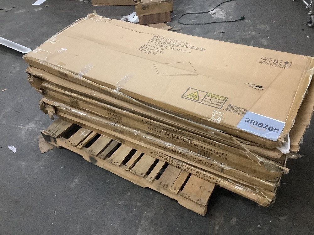 Lot of (8) EMMA + OLIVER Trapezoid Grey Thermal Laminate Table Tops - Image 1 - Lot 119JF