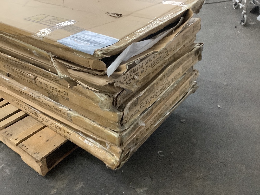 Lot of (8) EMMA + OLIVER Trapezoid Grey Thermal Laminate Table Tops - Image 2 - Lot 119JF