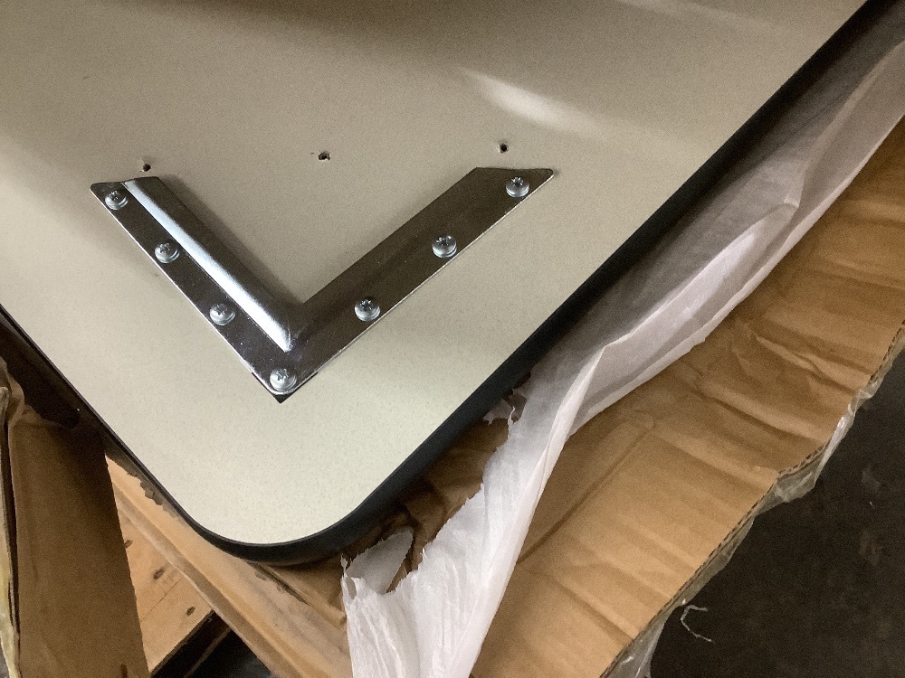 Lot of (8) EMMA + OLIVER Trapezoid Grey Thermal Laminate Table Tops - Image 4 - Lot 119JF