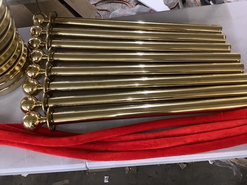 Set of Red Velvet Stantions. Missing 2 Rubber Plugs for Bases, and 1 Washer - Image 5 - Lot 211