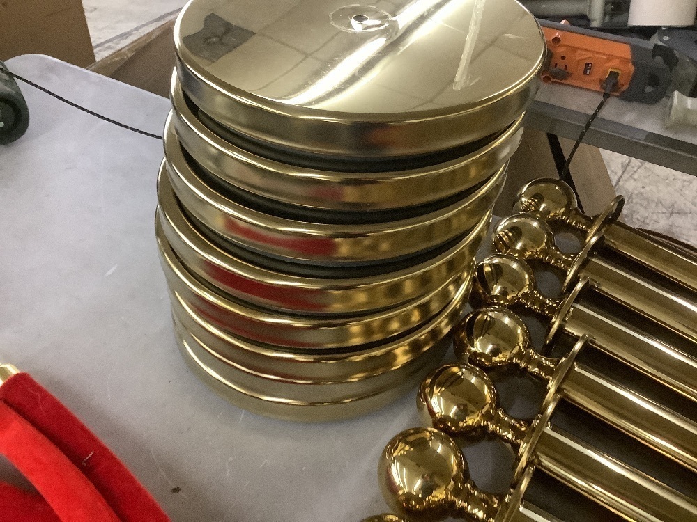 Set of Red Velvet Stantions. Missing 2 Rubber Plugs for Bases, and 1 Washer - Image 6 - Lot 211