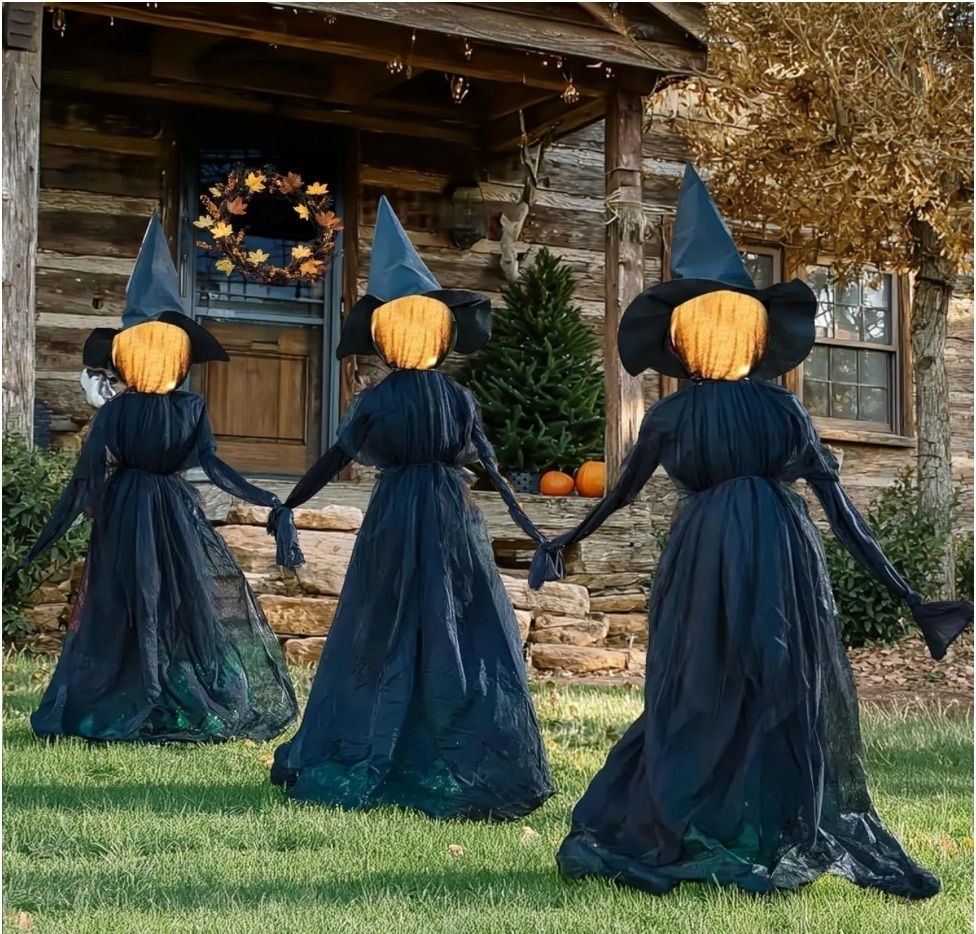 TW SHINE Halloween Witch Decorations Outdoor, 5 FT Set of 3 Holding Hands Witches - Image 1 - Lot 216