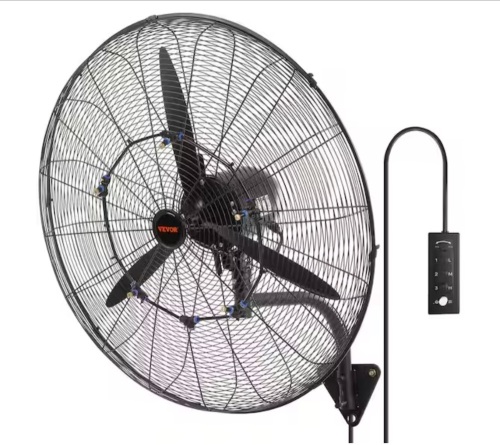 Vevor Wall-Mount Misting Fan 30 in. 3-Speed High Velocity Max. 9500 CFM Waterproof Oscillating Industrial Wall Fan - Lot 103JF