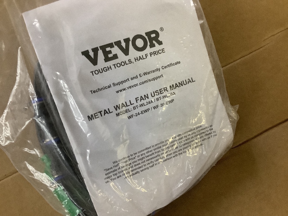 Vevor Wall-Mount Misting Fan 30 in. 3-Speed High Velocity Max. 9500 CFM Waterproof Oscillating Industrial Wall Fan - Image 5 - Lot 103JF