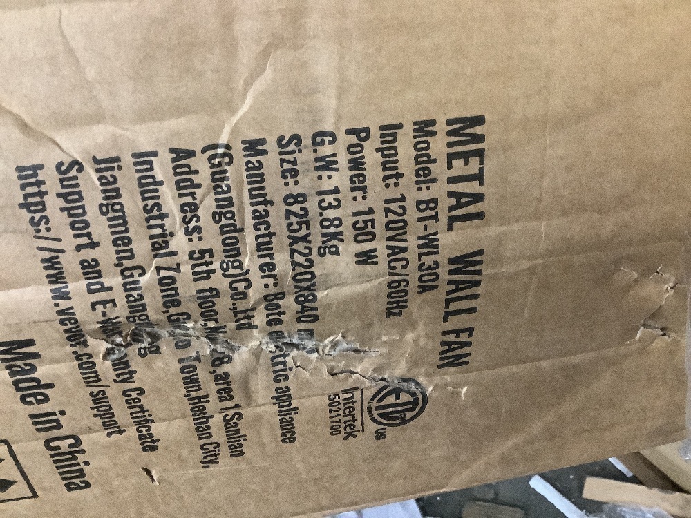 Vevor Wall-Mount Misting Fan 30 in. 3-Speed High Velocity Max. 9500 CFM Waterproof Oscillating Industrial Wall Fan - Image 9 - Lot 103JF