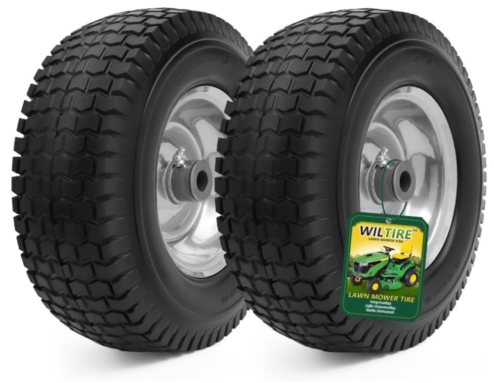 13 x 5.00-6 Flat Free Tire and Wheel Assemblies (2 Pack),13 x 5 x 6 Solid Rubber Tires - Image 1 - Lot 219