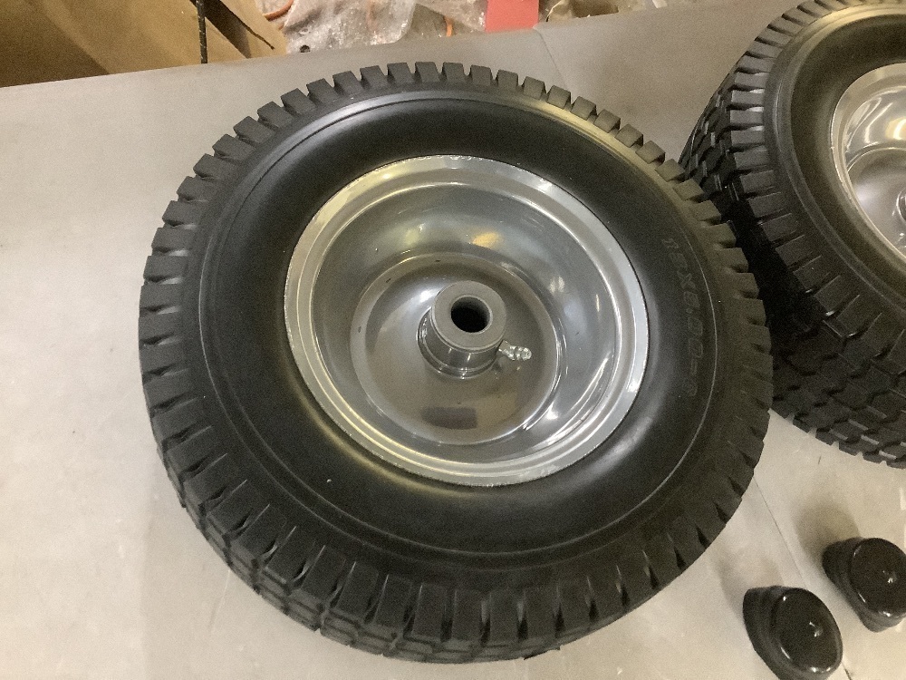 13 x 5.00-6 Flat Free Tire and Wheel Assemblies (2 Pack),13 x 5 x 6 Solid Rubber Tires - Image 3 - Lot 219