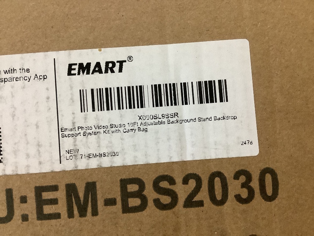 EMART Backdrop Stand 10 x 7 ft. Photo Studio Adjustable Background Stand Support kit with 2 Crossbars, 8 Clamps, 2 Sandbags and Carry Bag - Image 3 - Lot 711