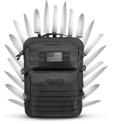 Chef Sac Chef Knife Bag Tactical Backpack Knife Carrying Case with 30+ Pockets for Knives and Culinary Tools - Lot 102