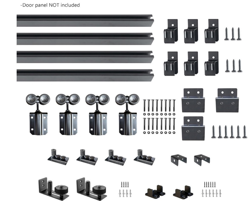 DIYHD 16FT Exterior Double Sliding Barn Door Hardware,Heavy Duty Wall Mount Box Track Kit for Outdoor Use,MAX Load 300lbs,Kit to Hang 2 Doors(Fit 48" X 2 Door) - Image 2 - Lot 101JF