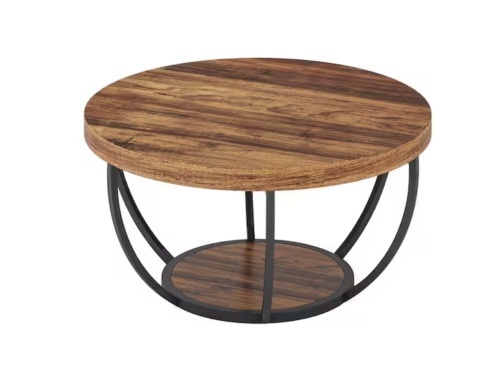 Tribesigns Cans 31.5 in. Rustic Brown Round Wood Coffee Table - Lot 550JF