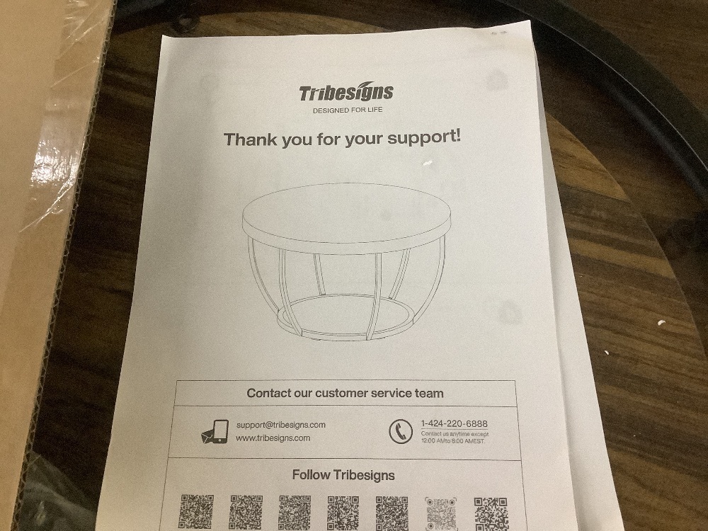 Tribesigns Cans 31.5 in. Rustic Brown Round Wood Coffee Table - Image 3 - Lot 550JF