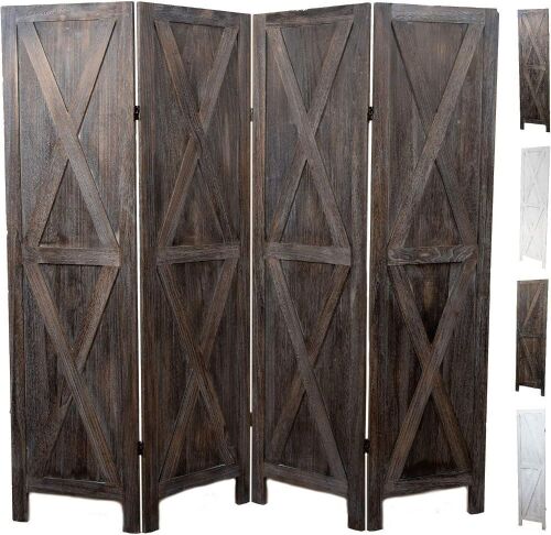 4-Panel Rustic Brown Barn Door Room Divider - Lot 274JF