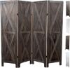 4-Panel Rustic Brown Barn Door Room Divider - Thumbnail 1