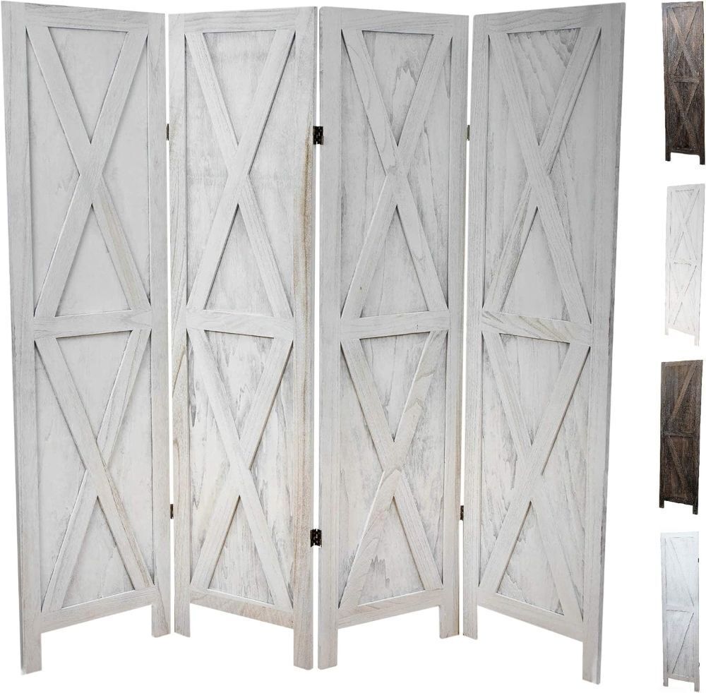 4-Panel Rustic White Barn Door Room Divider - Image 1 - Lot 262