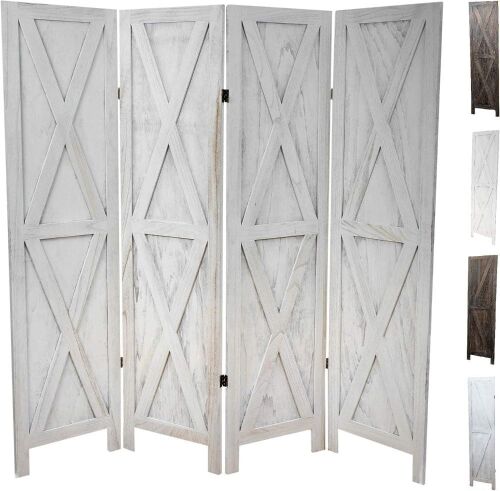 4-Panel Rustic White Barn Door Room Divider - Lot 262