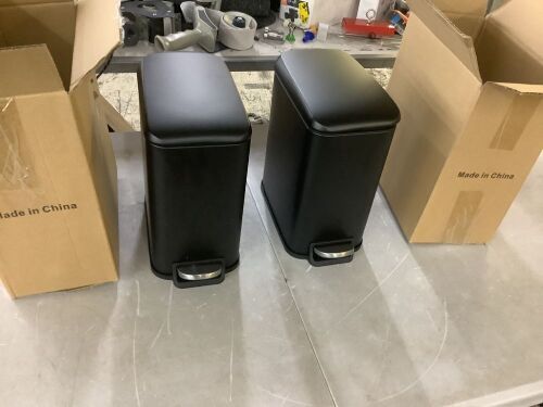 Lot of (2) Small Step Trash Cans - Lid Crooked on One - Lot 368