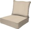 Honeycomb Outdoor Deep Seat, 24 x 23, Textured Solid Almond Chair Cushion - Thumbnail 1