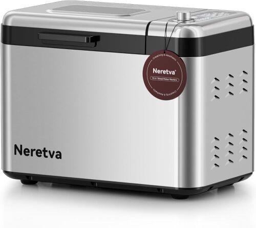 Neretva 3.3LB Larger Bread Machine 15-in-1 Stainless Steel & Nonstick Ceramic Pan & Auto Nut Dispenser - Lot 134